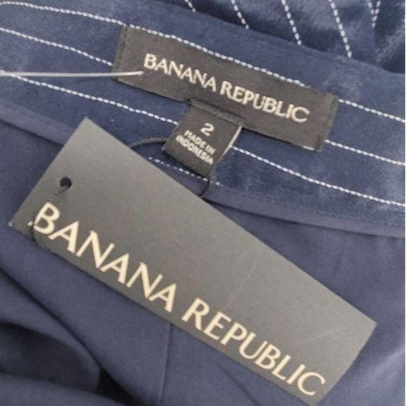 Banana Republic White and Navy Pinstripe Pencil Midi Skirt 2 X-Small NWT - Picture 6 of 7